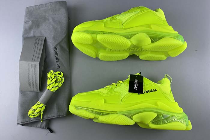 Ba*len*cia*ga triple s clear sole l.free dou.foam/not washed so fluo yellow