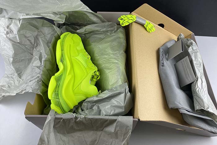 Ba*len*cia*ga triple s clear sole l.free dou.foam/not washed so fluo yellow