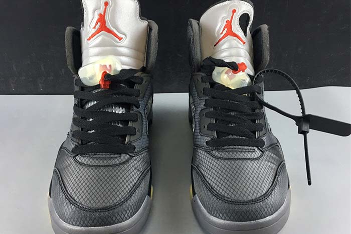 Off-White AIR JORDAN 5 SP BLACK MUSLIN FIRE RED CT8480-001