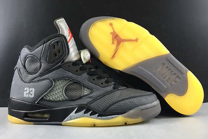 Off-White AIR JORDAN 5 SP BLACK MUSLIN FIRE RED CT8480-001