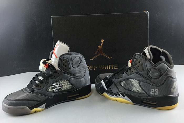 Off-White AIR JORDAN 5 SP BLACK MUSLIN FIRE RED CT8480-001