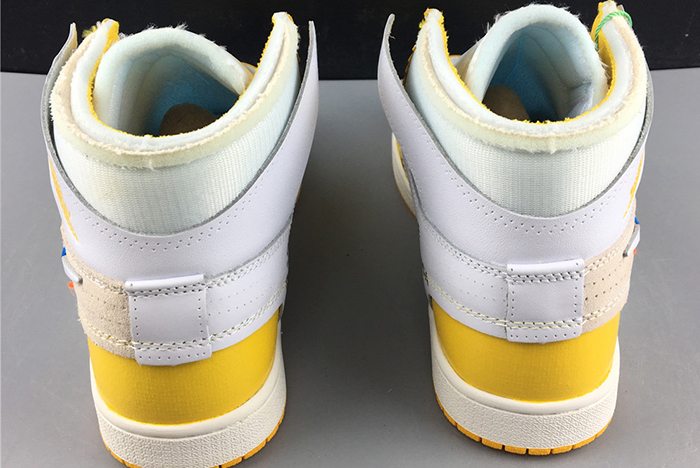 2019 AIR JORDAN 1 X Off-White  NRG WHITE/DARK POWDER YELLOW-CONE AQ0818-149