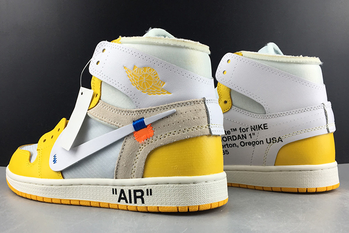 2019 AIR JORDAN 1 X Off-White  NRG WHITE/DARK POWDER YELLOW-CONE AQ0818-149