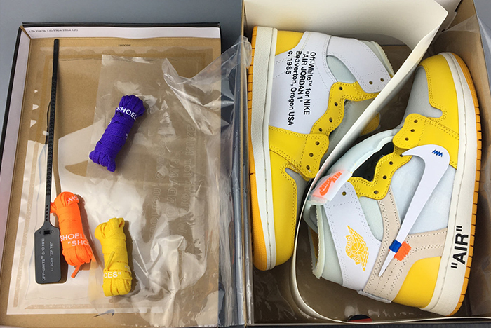 2019 AIR JORDAN 1 X Off-White  NRG WHITE/DARK POWDER YELLOW-CONE AQ0818-149