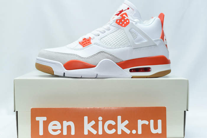 Nike SB X Air Jordan 4 Retro White Orange  DR5415-108