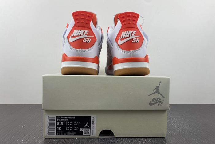 Nike SB X Air Jordan 4 Retro White Orange  DR5415-108