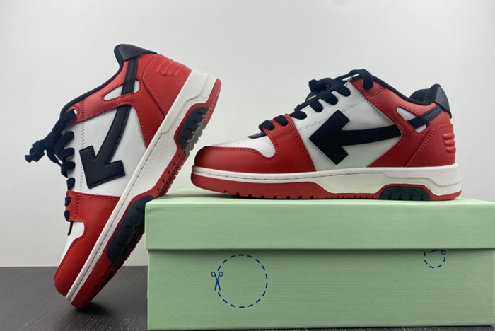 OFF-WHITE Out Of Office OOO Low Tops Black White Red   OMIA189S22LEA0012510