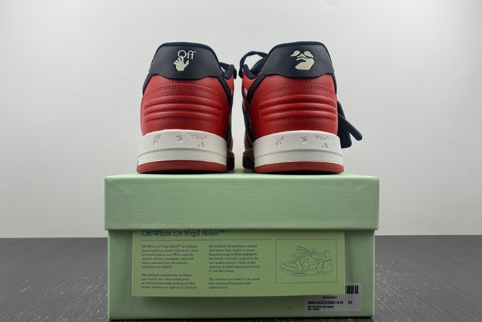 OFF-WHITE Out Of Office OOO Low Tops Black White Red   OMIA189S22LEA0012510