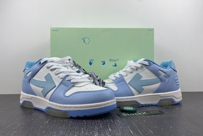 Off-White Out Of Office Calf Leather White Baby Blue   OMIA189C99-LEA007-0140