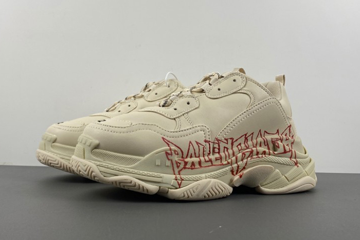 Ba*len*cia*ga triple s sneaker diy metal in white/red/black