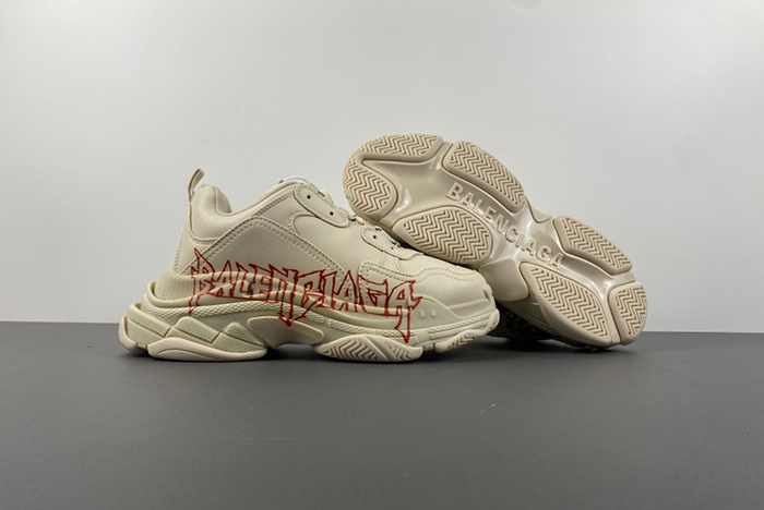 Ba*len*cia*ga triple s sneaker diy metal in white/red/black