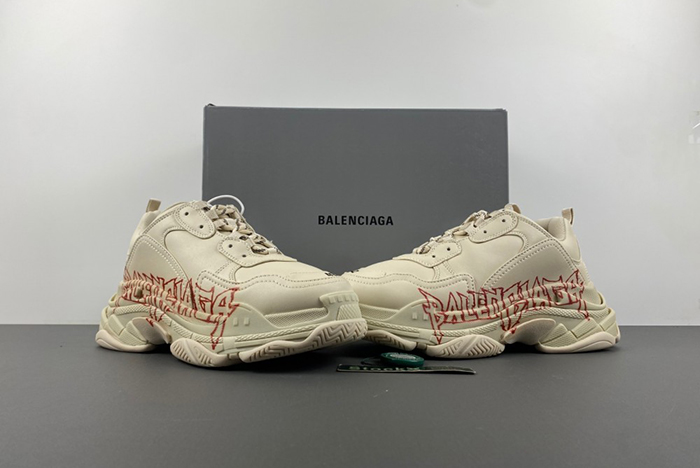Ba*len*cia*ga triple s sneaker diy metal in white/red/black