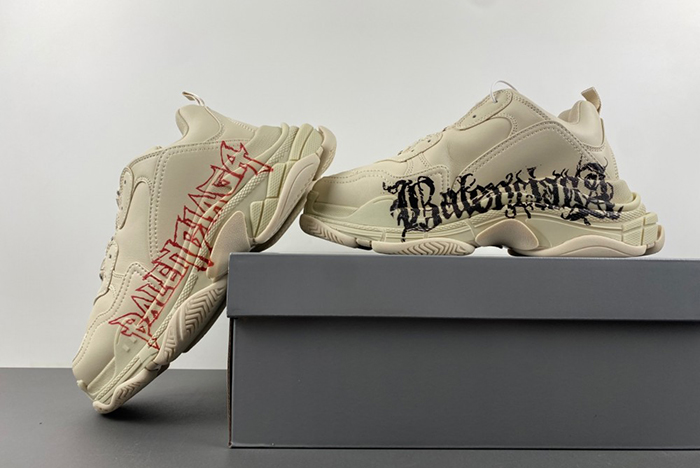 Ba*len*cia*ga triple s sneaker diy metal in white/red/black
